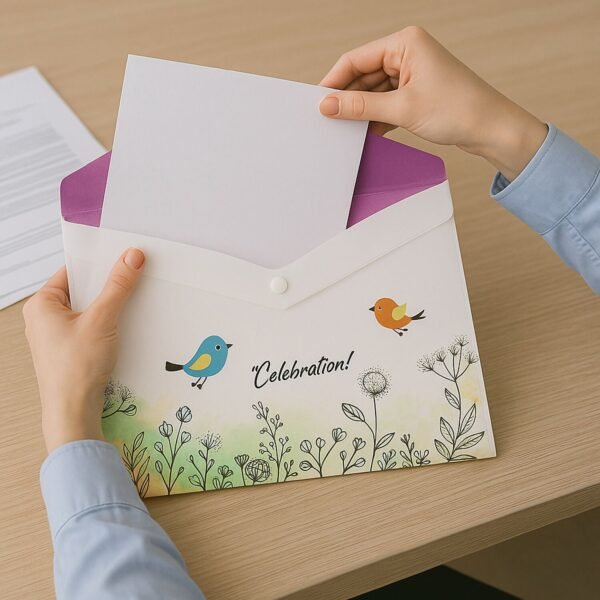 Mix Design A4 Printed Document Folder with Decorative Button Closure (1 Pc)