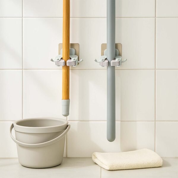 Wall Mounted Mop and Broom Holder Clip (2 Pc)