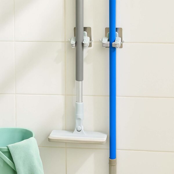 Wall Mounted Mop and Broom Holder Clip (2 Pc)