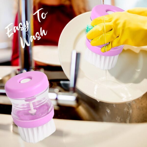 wash-brush-3.jpg Plastic Wash Basin Brush Cleaner with Liquid Soap Dispenser (Multicolour)