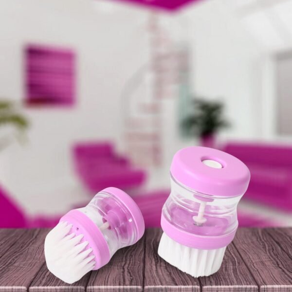 wash-brush-5.jpg Plastic Wash Basin Brush Cleaner with Liquid Soap Dispenser (Multicolour)