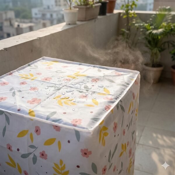 Waterproof & Dustproof Floral Washing Machine Cover (62×56×83 cm)