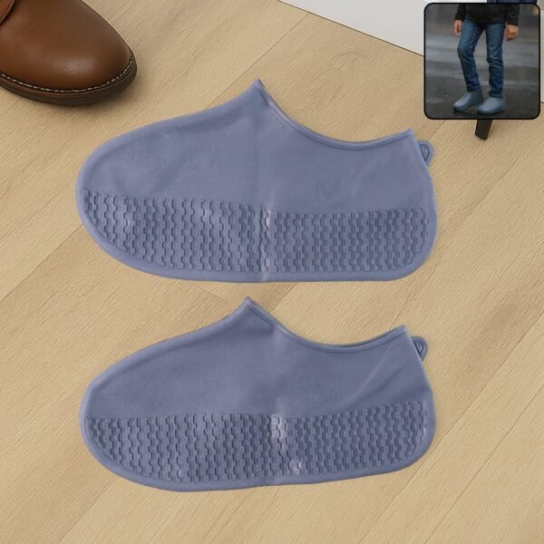 Grey Non-Slip Silicone Rain Reusable Anti skid Waterproof Fordable Boot (1 Pair)