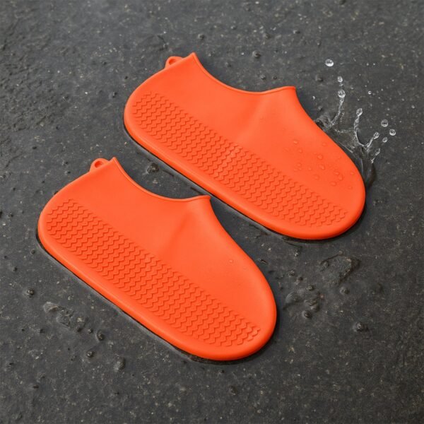 waterproof-shoe-cover03.jpg Orange Non-Slip Silicone Rain Reusable Anti skid Waterproof Fordable (1 Pair)