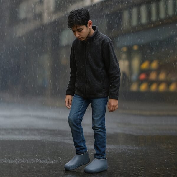 Grey Non-Slip Silicone Rain Reusable Anti skid Waterproof Fordable Boot (1 Pair)