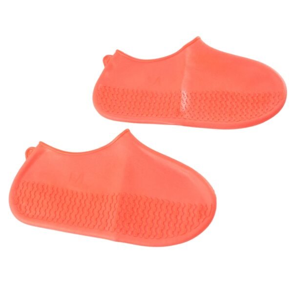 waterproof-shoe-cover05.jpg Orange Non-Slip Silicone Rain Reusable Anti skid Waterproof Fordable (1 Pair)