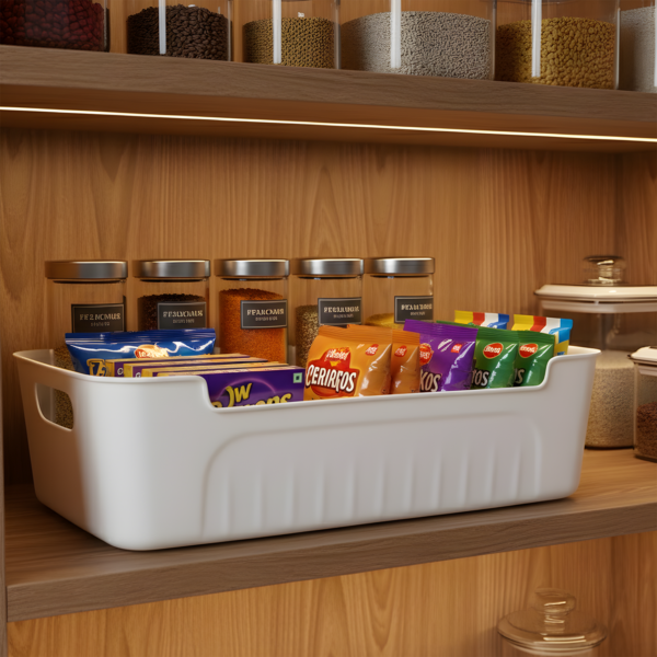 whitestoragecontainer-05.png White Plastic Storage Basket Tray Set (4 Pcs)