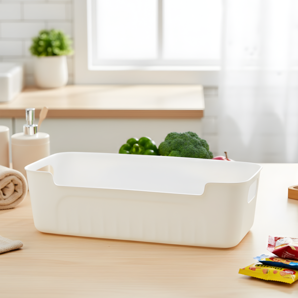 whitestoragecontainer-06.png White Plastic Storage Basket Tray Set (4 Pcs)