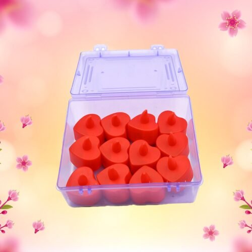 Flameless Candles LED Heart Shape Tea Light Candles Multi Color Electrical Diya Candles Battery Operated Fake Candles for Gift/Home Decoration Diwali Navratri Lighting, Diwali (Pack of 12)